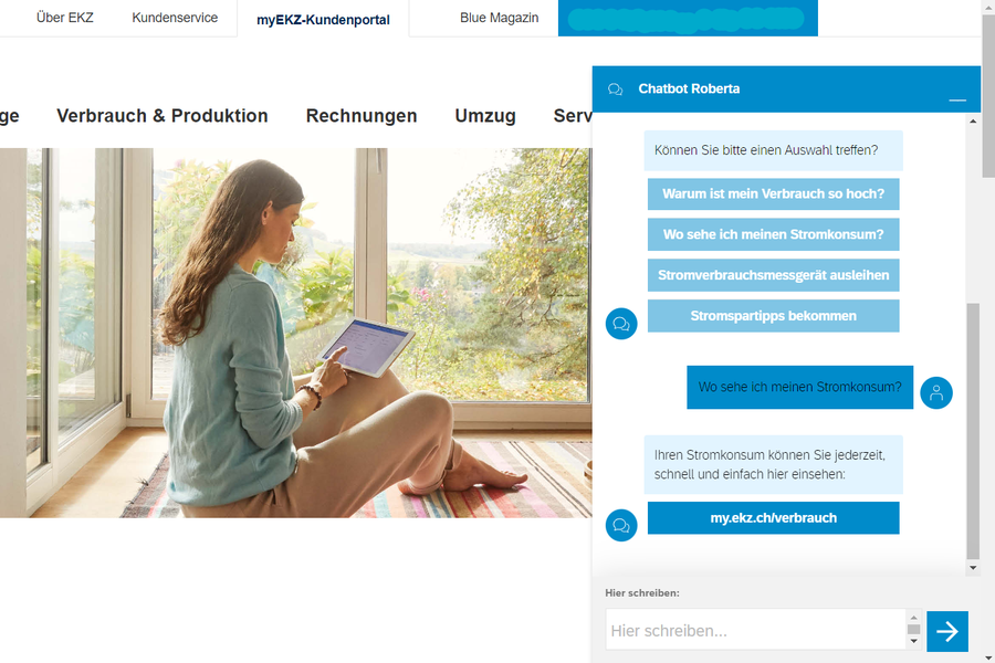 Roberta peut mener des dialogues entiers, par exemple sur la consommation d'électricité