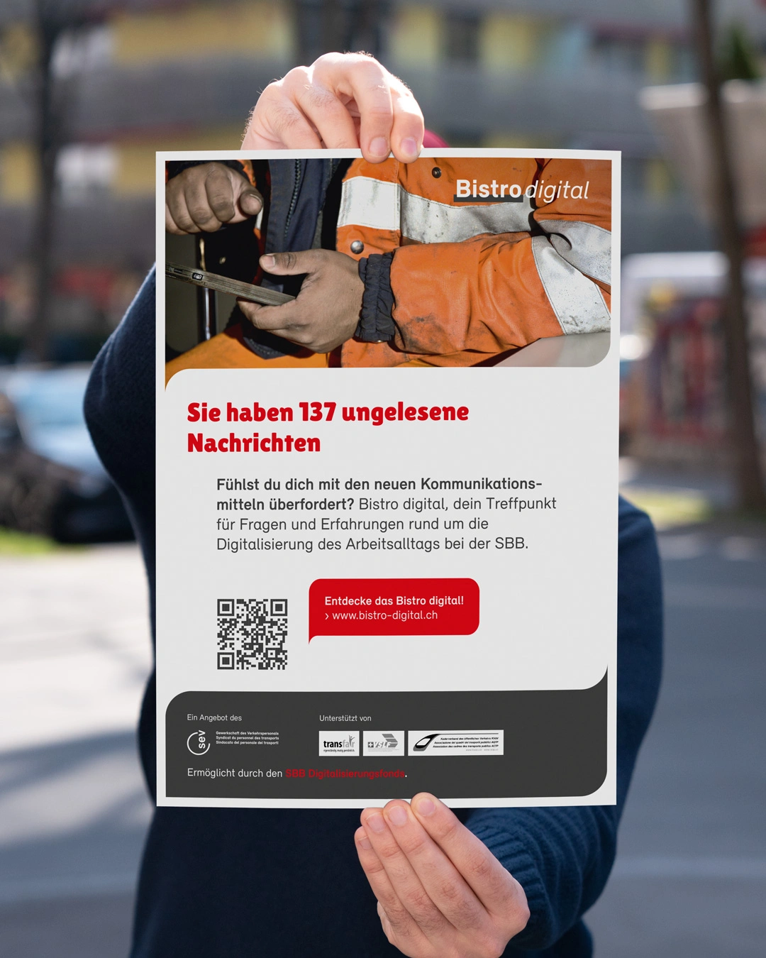 Plakat für Bistro Digital, Plattform für SBB-Mitarbeitende