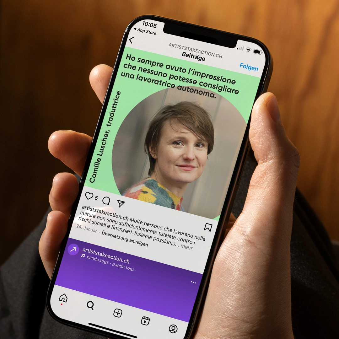 italienischer Instagram-Post aus der Kampagne für Suisseculture Sociale