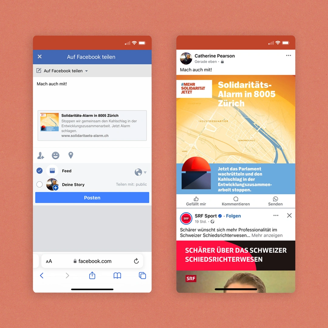 Solidaritäts-Alarm Kampagne, Facebook Feed