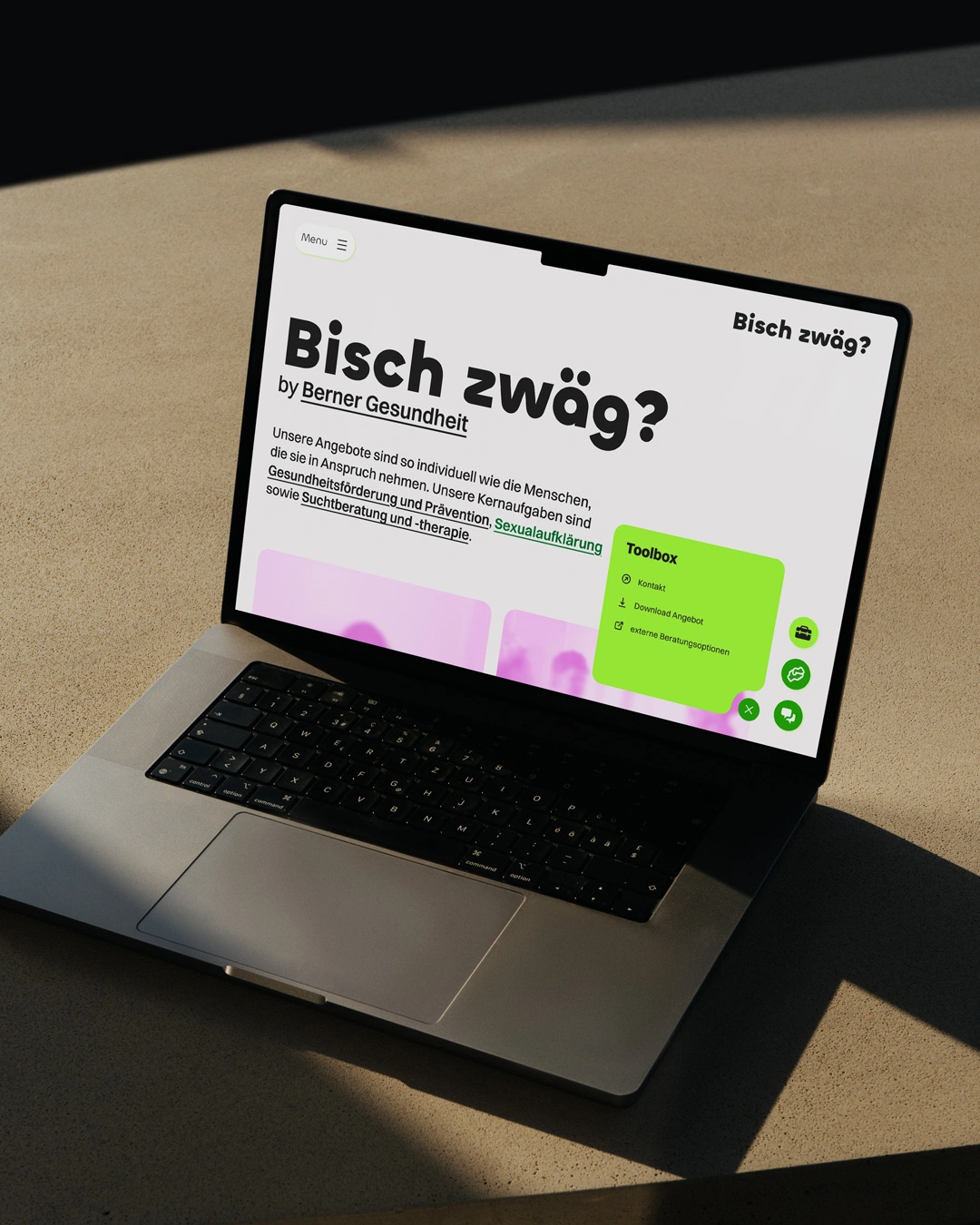 Bisch zwäg Home-Einstieg Webseite für Jugendliche
