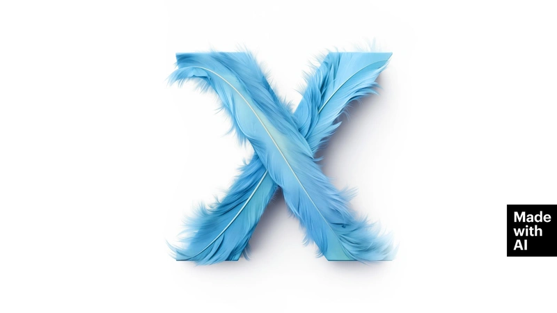 ein V mit Vogel Federn in der Farbe vom ehemaligen Twitter Logo