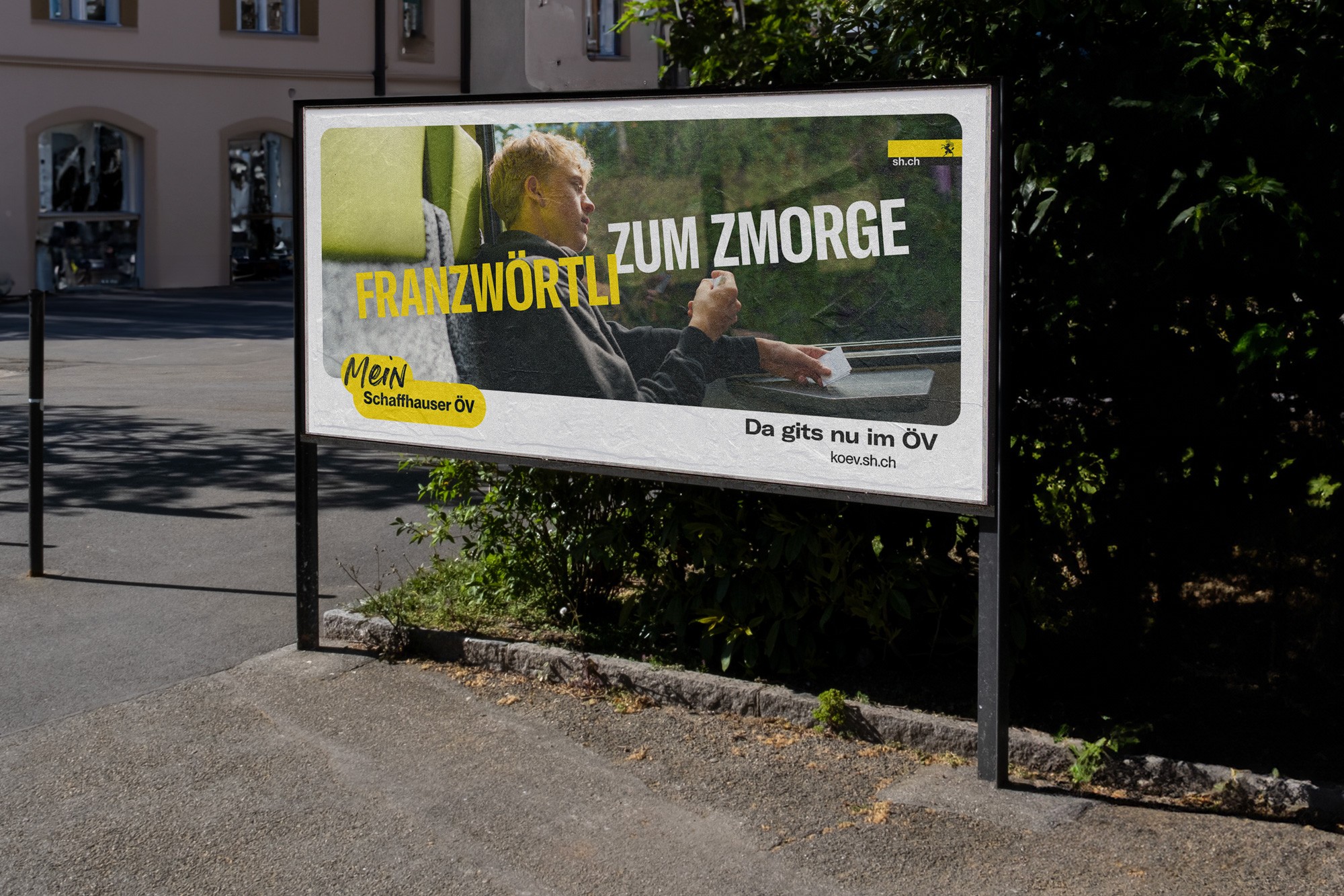 Plakat für die Kampagne «Mein Schaffhausner ÖV» für die Kundschaft Kanton Schaffhausen.