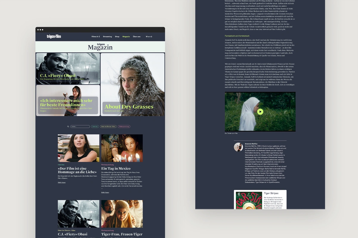 Eine Bebilderung des neuen digitalen Magazins von trigon-film