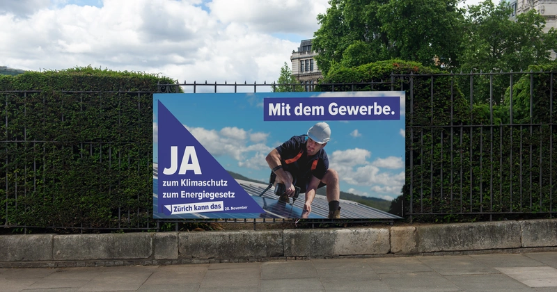 Plakat für die Kampagne «Ja zum Klimaschutz — Ja zum Energiegesetz»