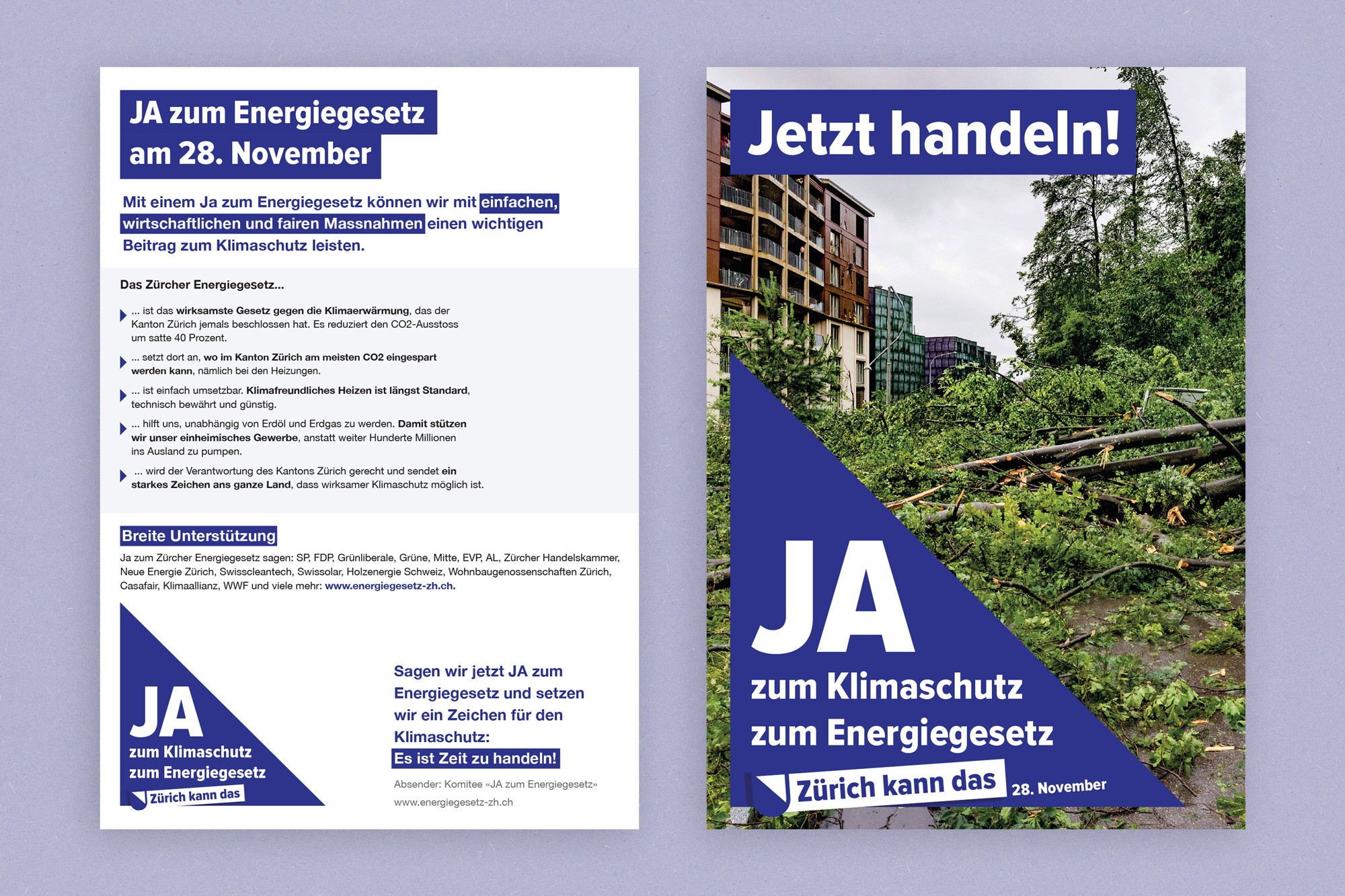 Flyer für die Kampagne «Ja zum Klimaschutz — Ja zum Energiegesetz»