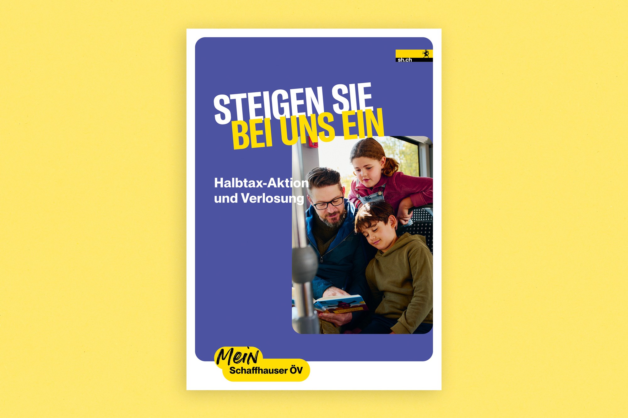 Flyer für die Kampagne «Mein Schaffhausner ÖV» für die Kundschaft Kanton Schaffhausen.