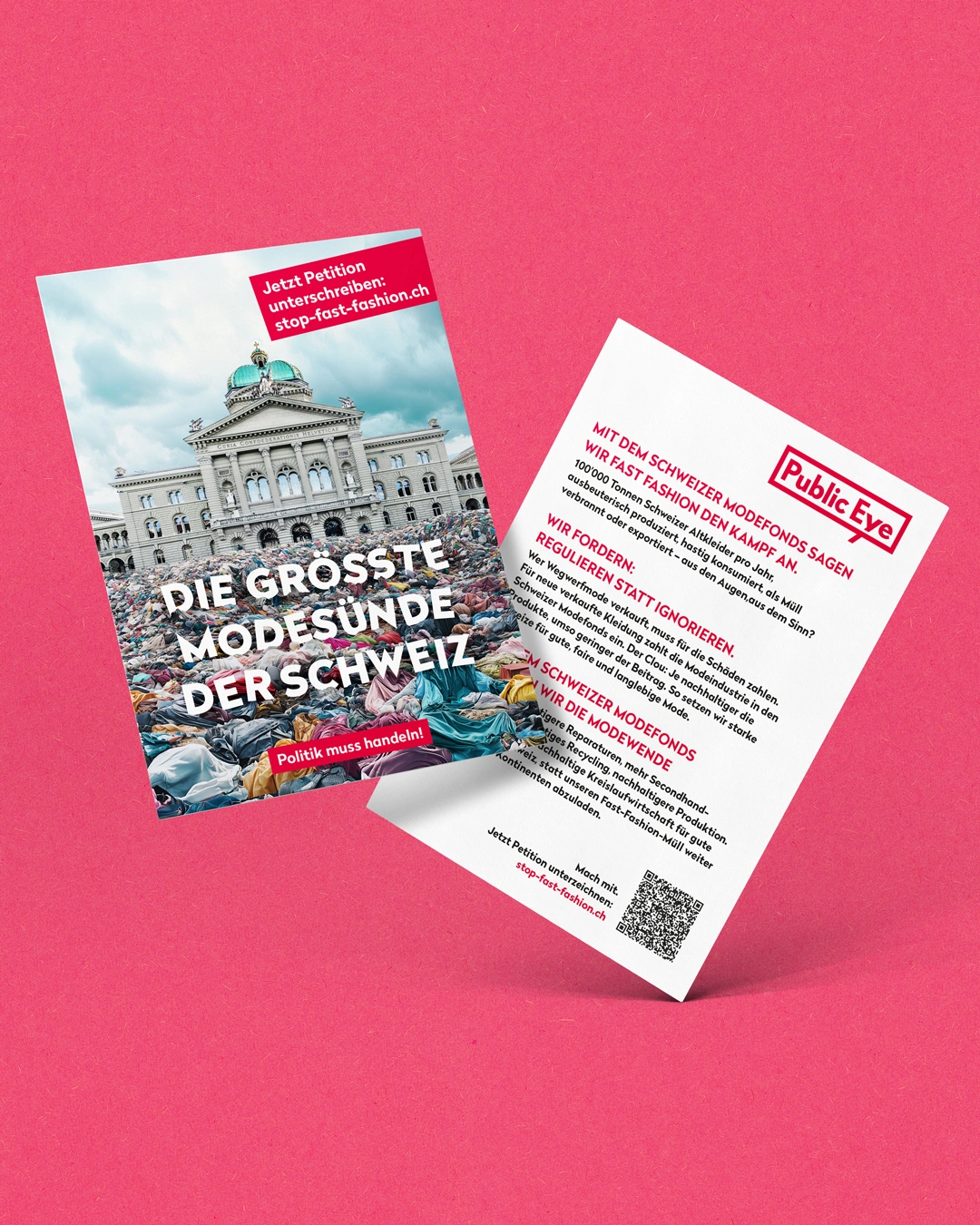 Flyer für die Kampagne von Public Eye