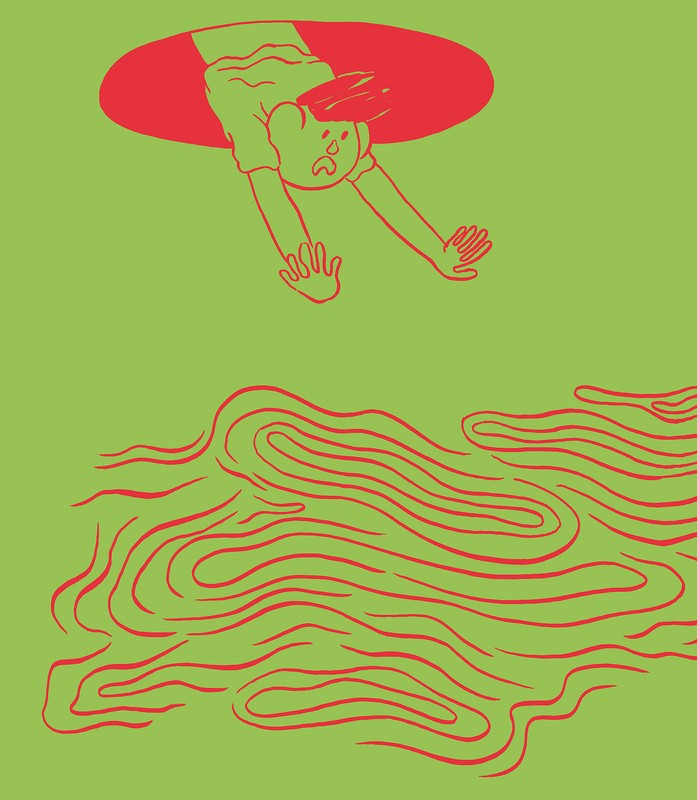 Illustration mit einer fallenden Person