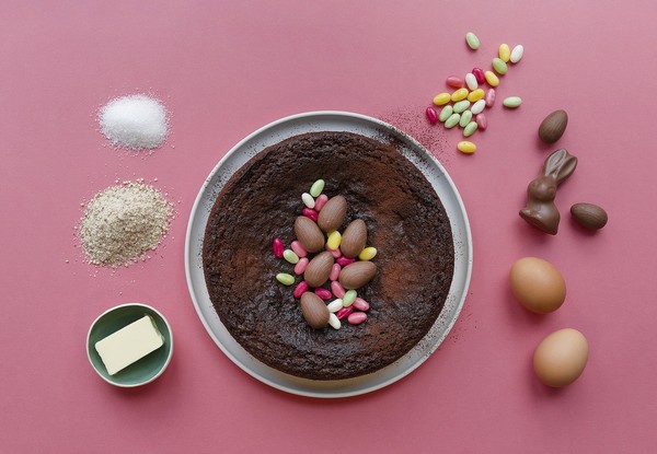 Schokoladenkuchen von oben fotografiert