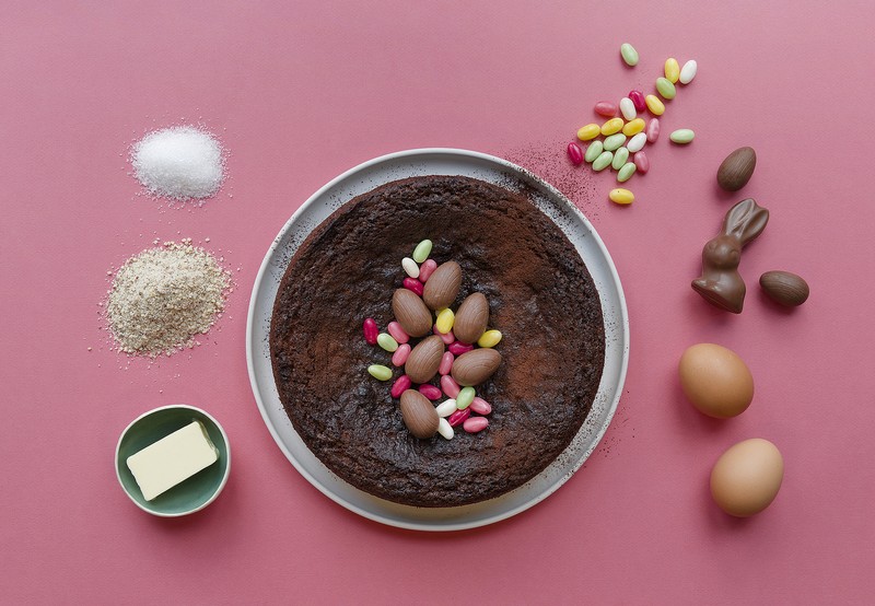Schokoladenkuchen von oben fotografiert