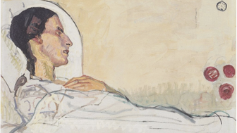 eine kranke Frau im Bett