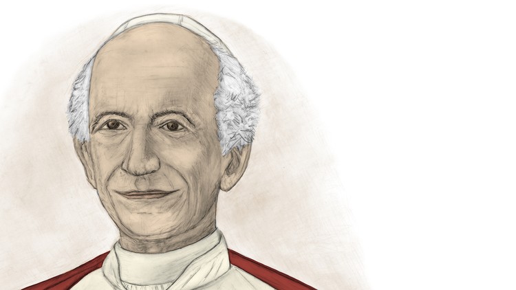 Porträtzeichnung von Papst Leo XIII.