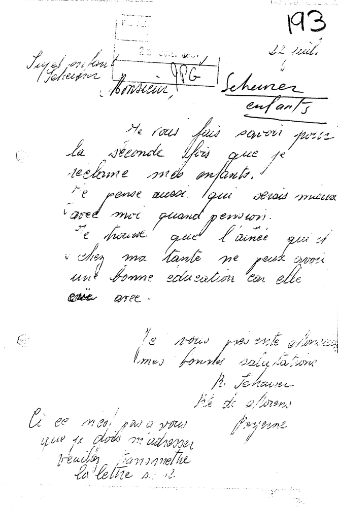 Lettre de la mère de Marité.