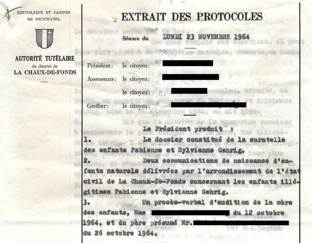 Rapport de l’autorité tutélaire, La Chaux-de-Fonds, lundi 23 novembre 1964.