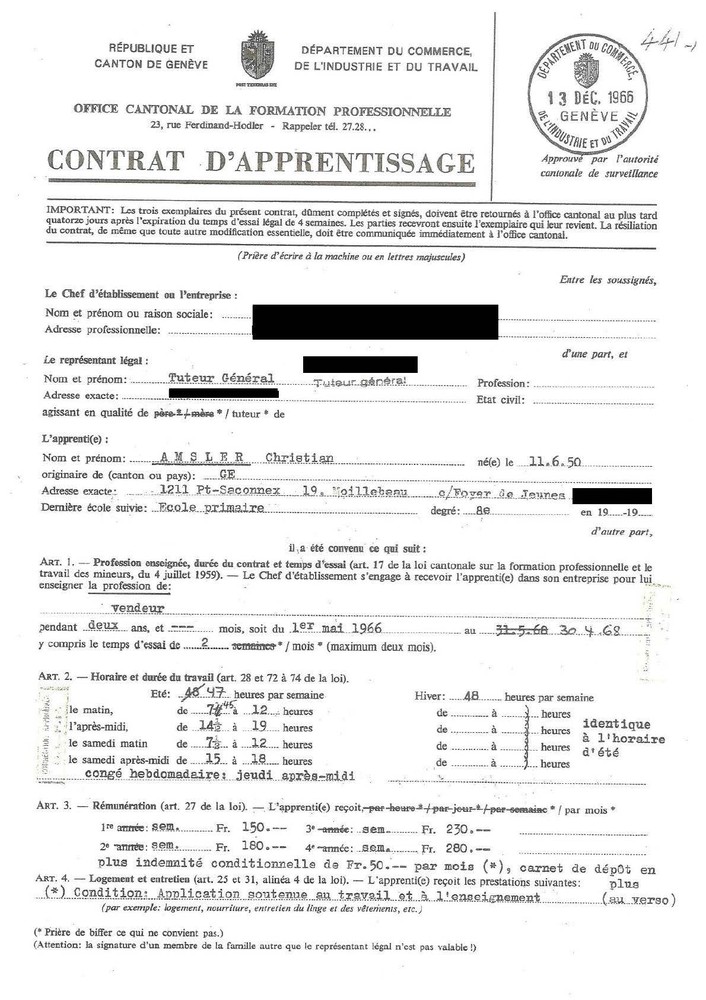 Contrat d'apprentissage de vendeur