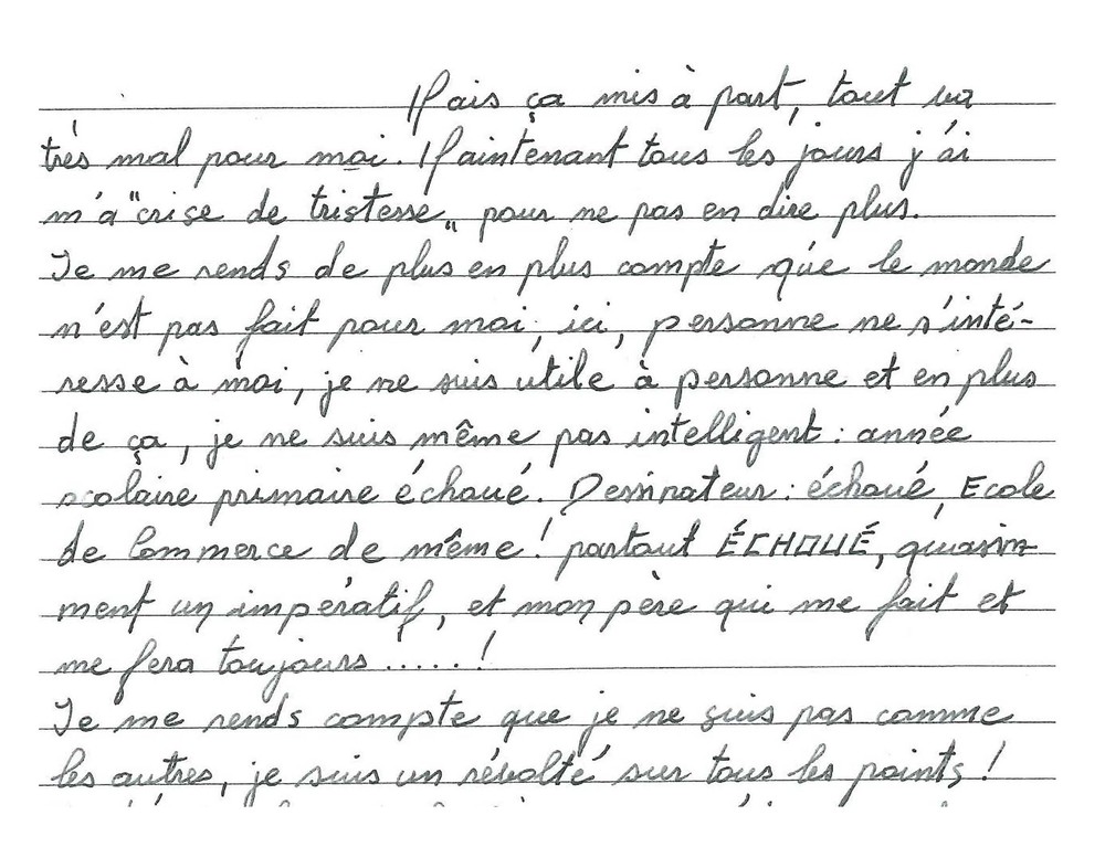 Lettre de Michel à sa tutrice, le 17 janvier 1968.
