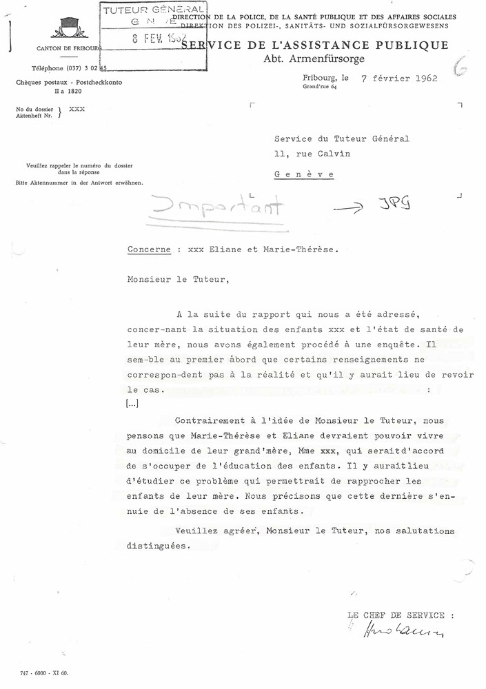 Courrier de l’Assistance publique.