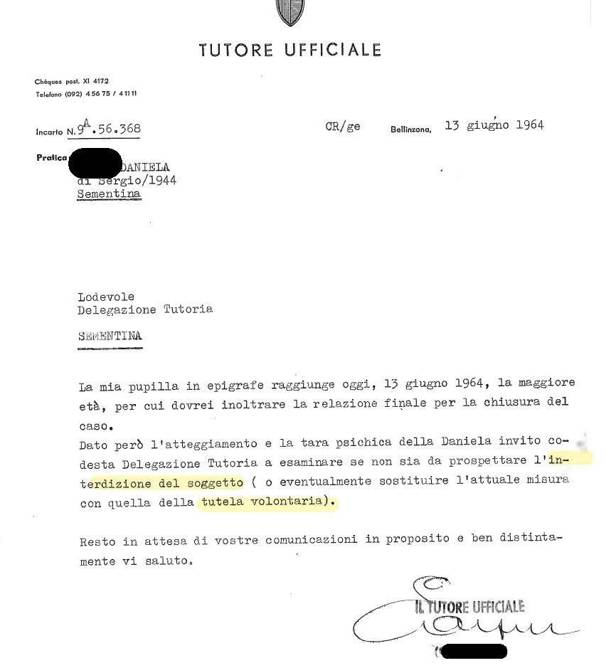 Il rapporto del tutore ufficiale, 1964