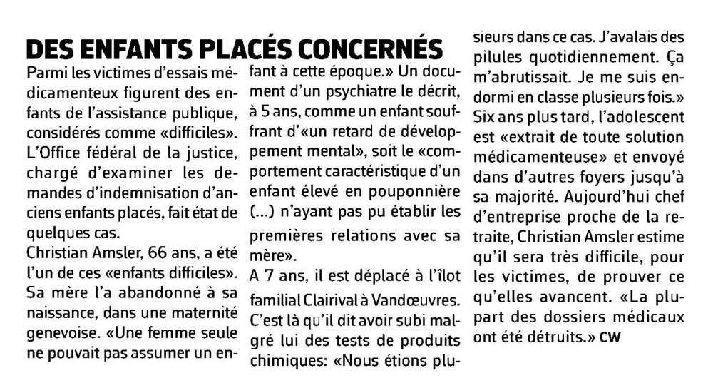 Extrait d’un article du journal Le Courrier, le 31 janvier 2017.