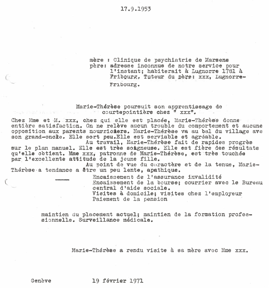 Rapport administratif sur la situation de Marité.