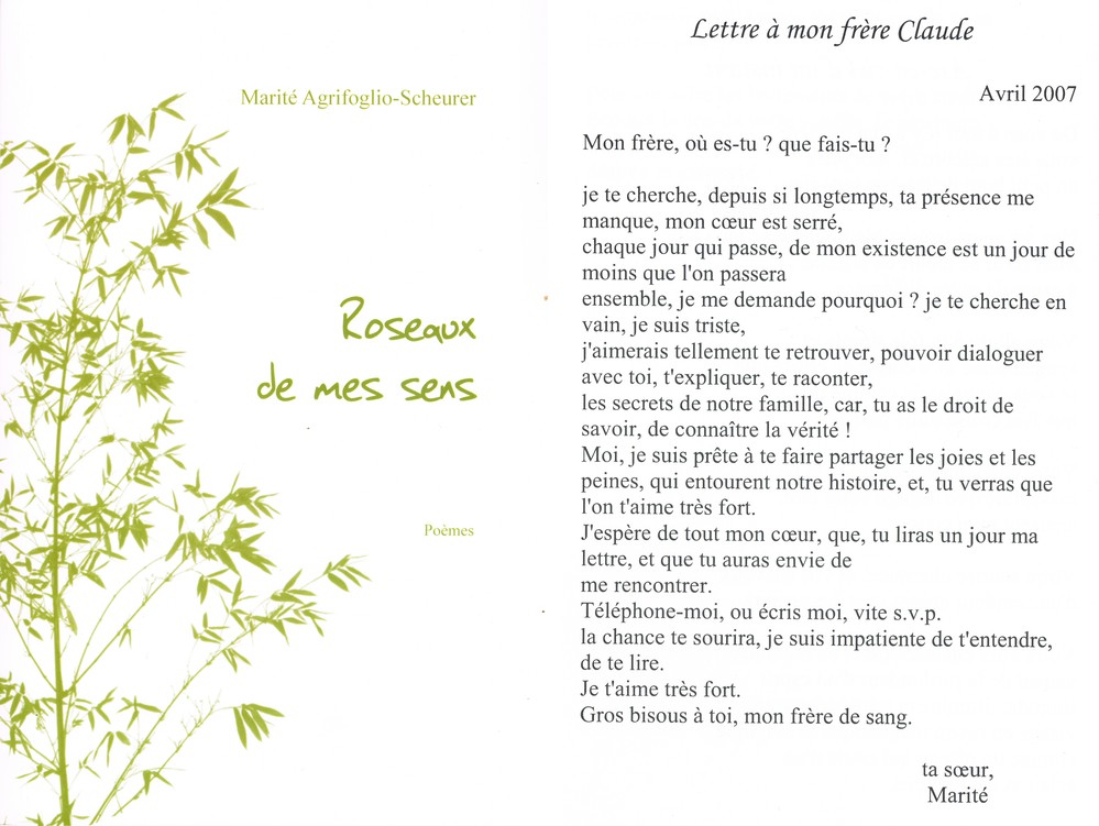 Lettre de Marité à son frère.