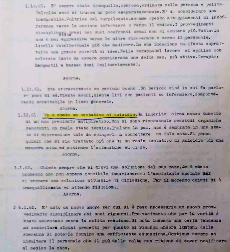 Rapporto medico del tentato suicidio