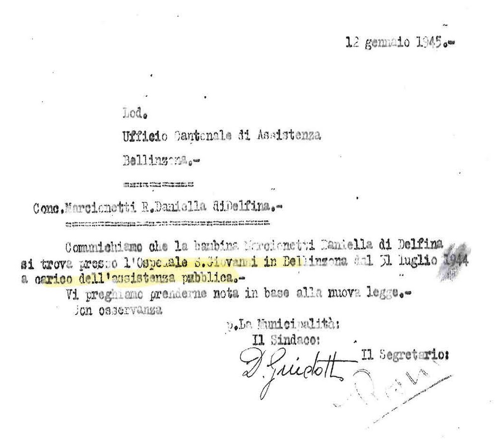 Lettera del sindaco di Bellinzona all’Ufficio di assistenza cantonale