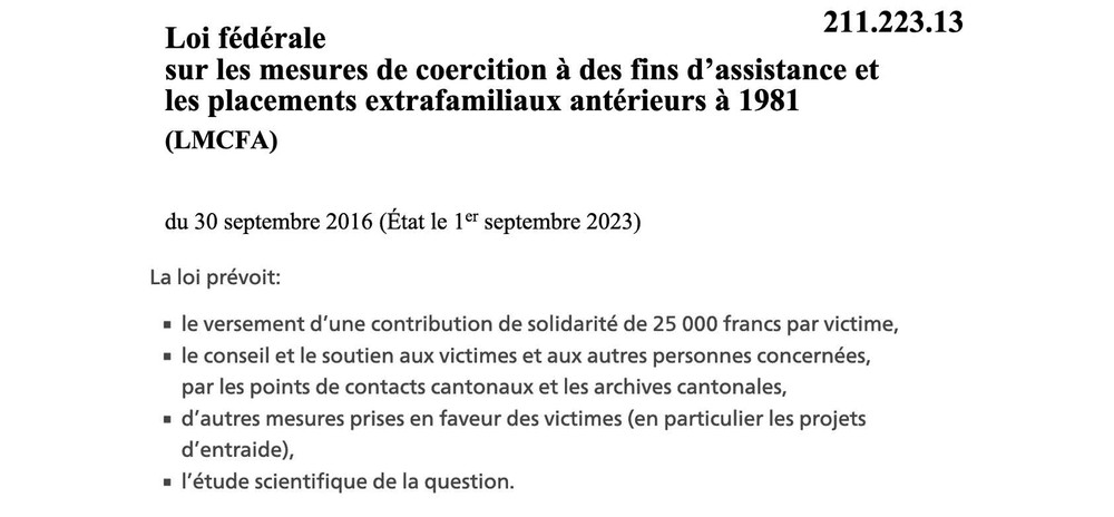 Extrait de la loi fédérale du 30 septembre 2016, adoptée par le Parlement suisse.