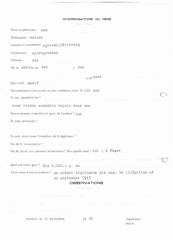 Interrogatoire du père de Marité.