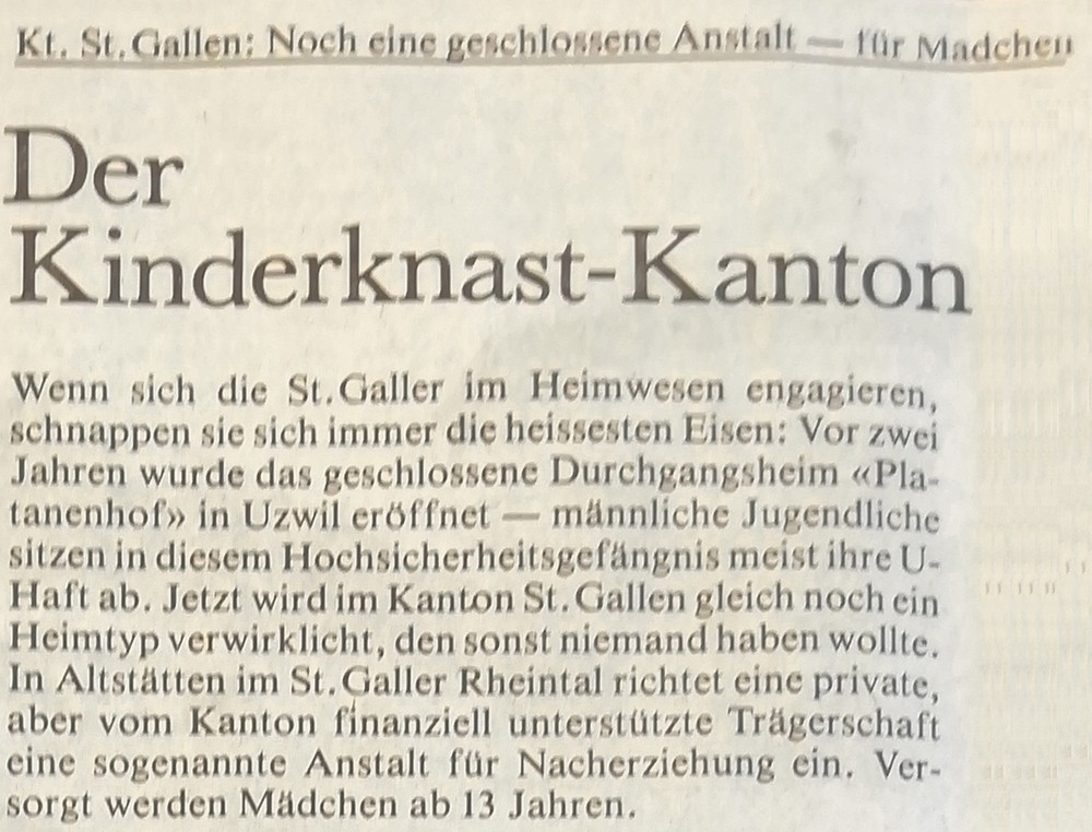 Zeitungsartikel der WOZ, 16.3.1985, S. 6