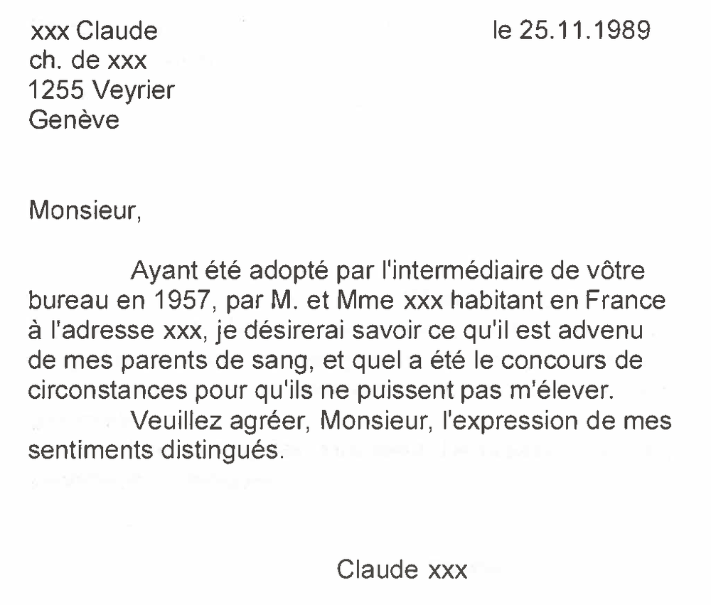 Lettre de Claude, le petit frère de Marité.
