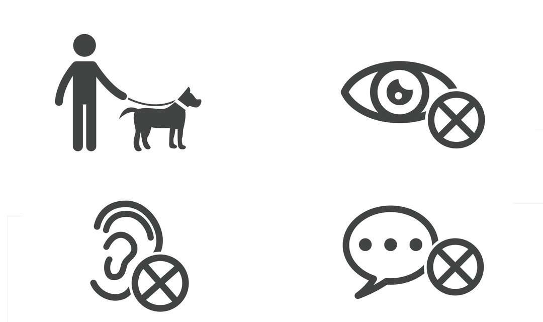 Symbolische Zeichen für Menschen die nicht hören, nicht sehen und nicht sprechen können.