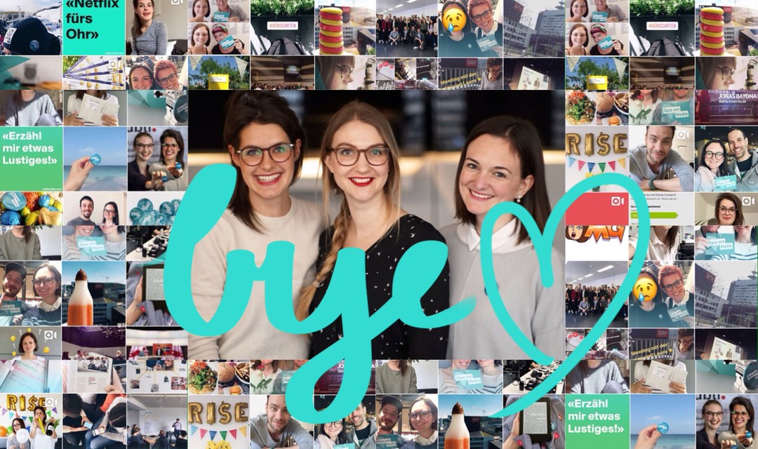 Eine Collage mit Bildern von Nina und dem Schriftzug «bye» darüber.