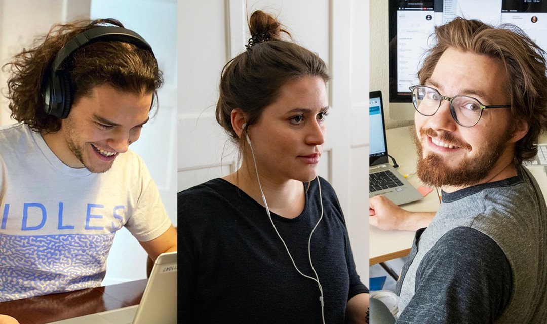 Jan, Vera und Raphael vom Insider-Team an ihren Homeoffice-Arbeitsplätzen