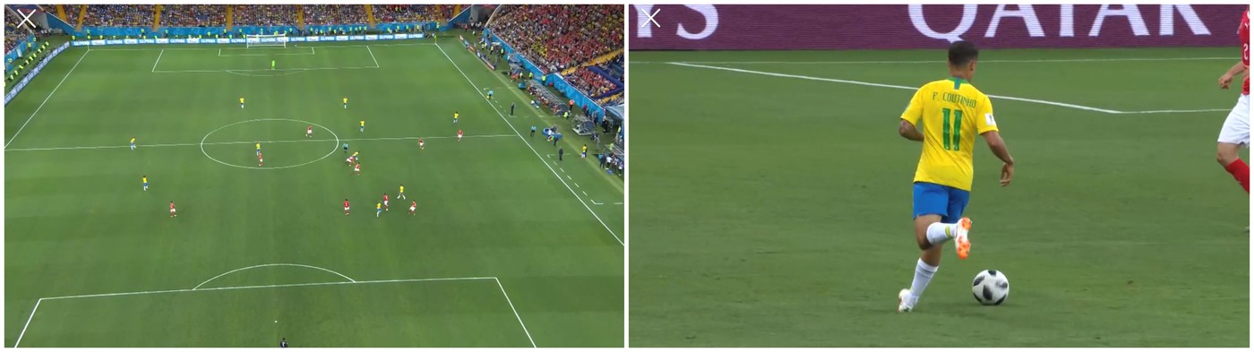 Screenshots der SRF Sport App beim Fussballspiel Brasilien - Schweiz