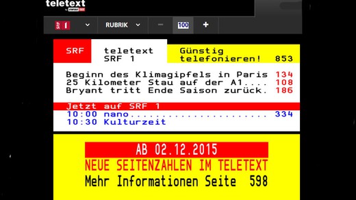 Bild von Ab dem 2. Dezember erscheint der Teletext in neuer Form