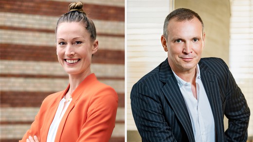Bild von Laura Köppen und Stefano Semeria in der Geschäftsleitung von SRF