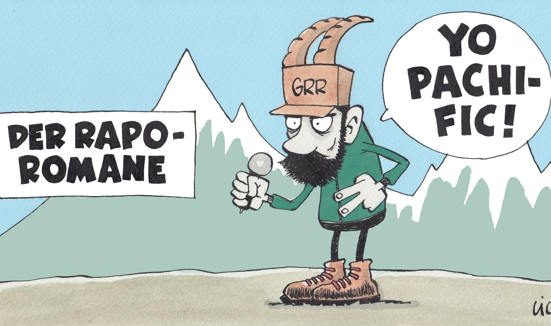 Illustration mit Mann mit Steinbock Hut auf dem Kopf