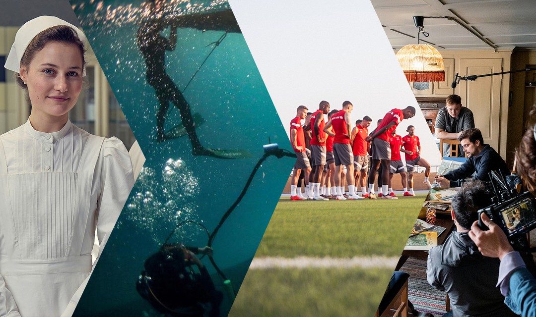 Fotos der Dreharbeiten von «Davos», «Der Schwarm», «The Pressure Game» und «Neumatt»