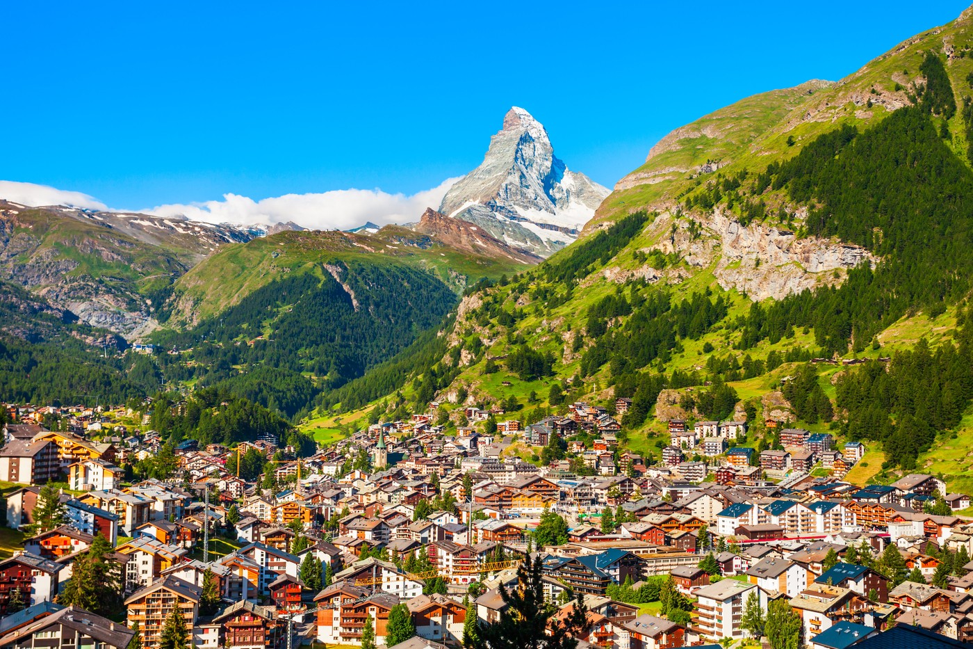 Zermatt, im Hintergrund das Matterhorn