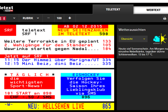 Bild von Benutzerfreundlich und schnell – Teletext mit neuen Seitenzahlen