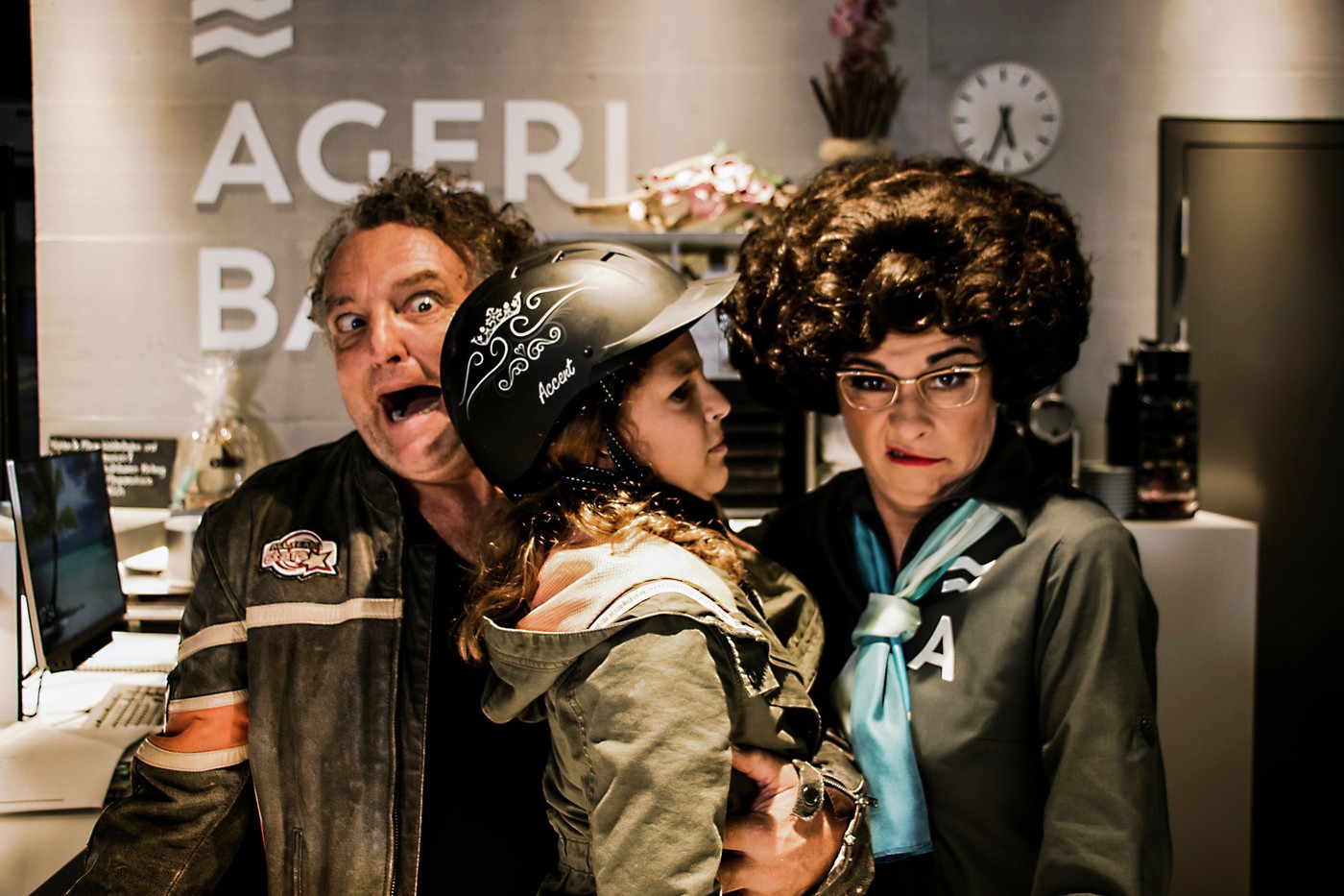 Marco Rima mit Tochter Maleo und Regula Esposito aka Helga Schneider