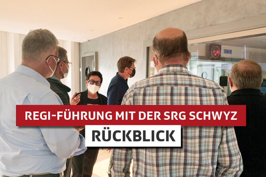Bild von 12 SRG-Mitglieder an der ersten Studioführung seit Corona