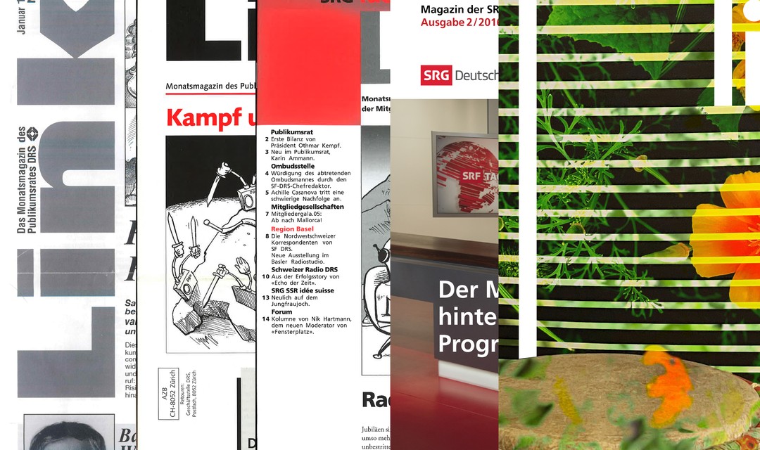 Fotocollage von Titelbildern aus 30 Jahren LINK-Magazin