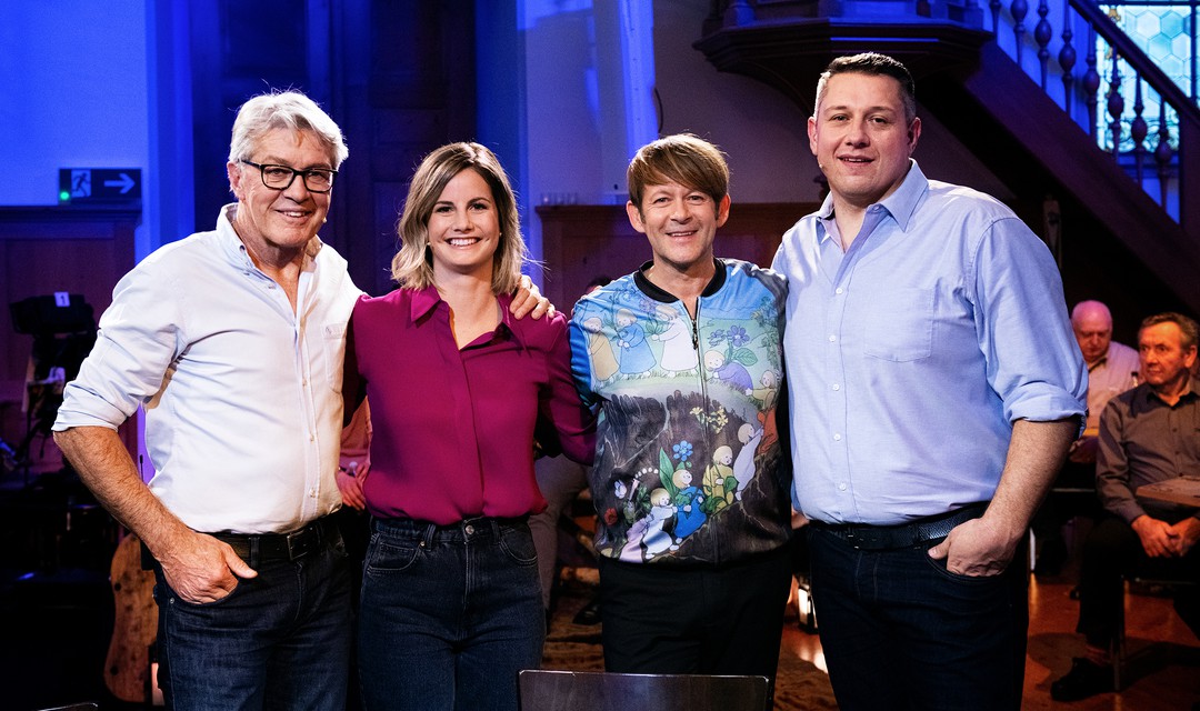 Berhard Russi, Fabienne Bamert, Michael von der Heide und Jörg Abderhalden.