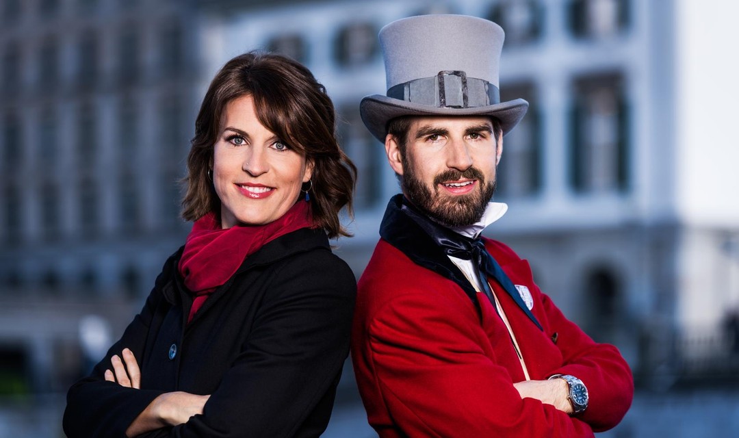 Moderatorin Cornelia Boesch und Ko-Kommentator Anthony Welbergen.